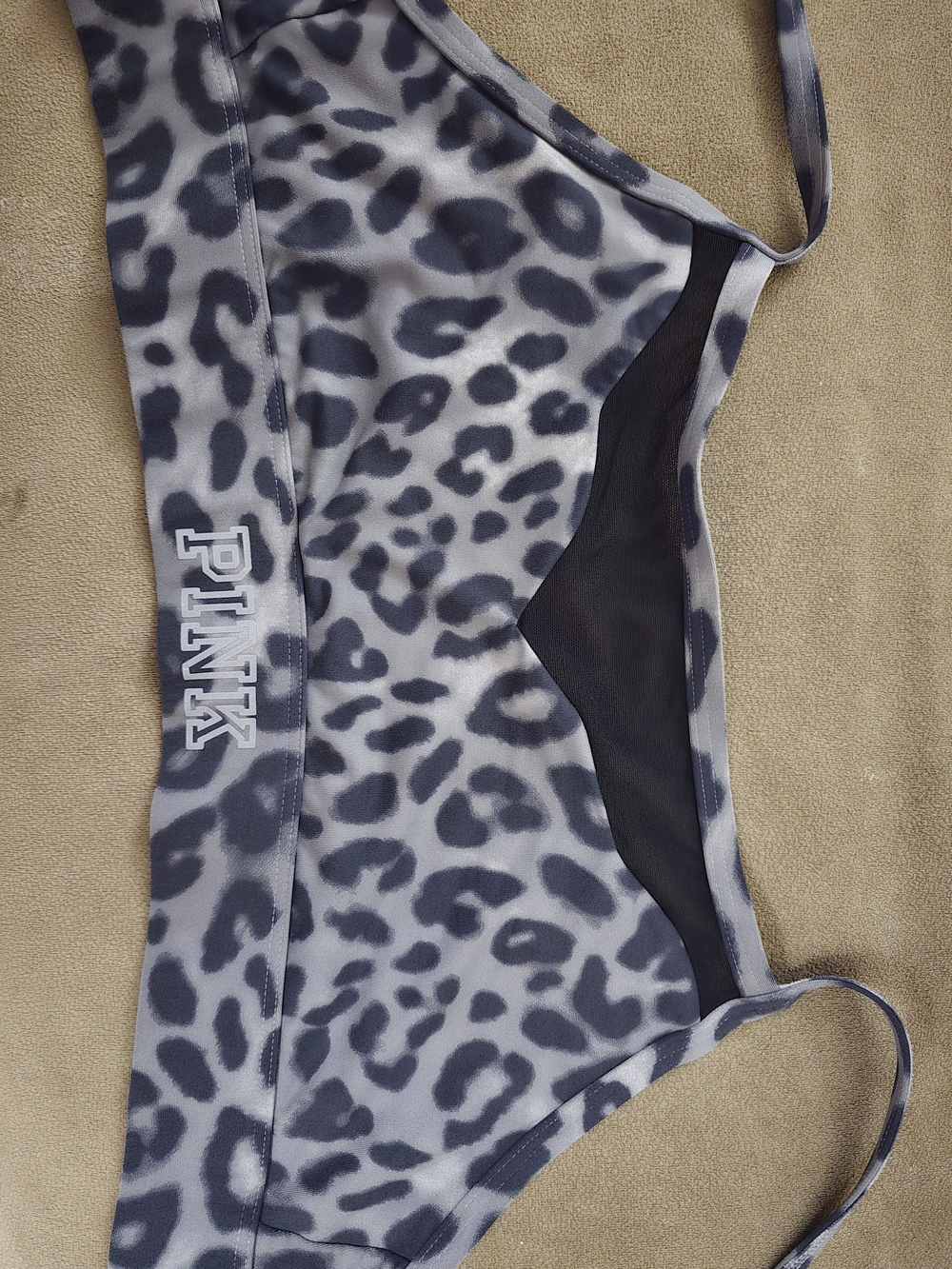 PINK Victoria's Secret Grey Leopard-Print Mesh Bralette